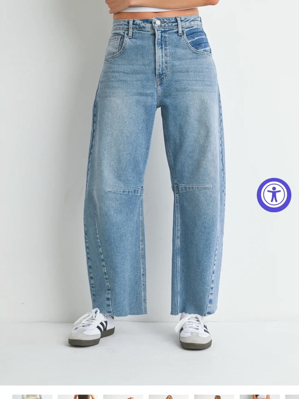 Just Black Denim Seamed Barrel Jean Light Blue 28